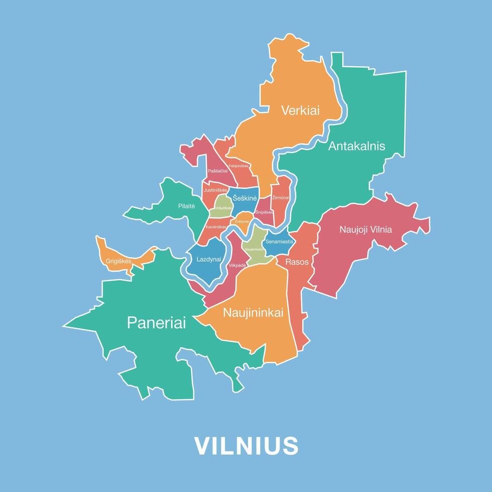 Vilniaus rajonų žemėlapis – Hydrotarnyba aptarnavimo zona